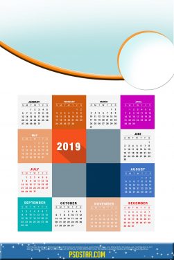 2019 Free Calendar Template 12×18 PsdStar