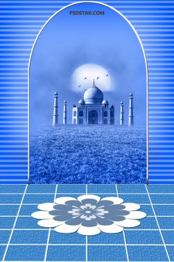 Blue Studio Background with Tajmahal
