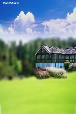 Nature Blur Studio Background With House