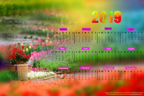 Photoshop New Calendar 2019 12×18 hd